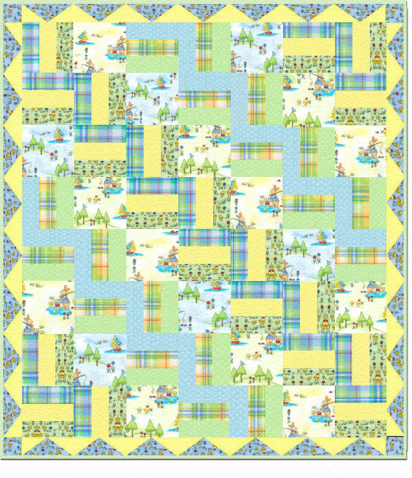 Fishin' in Mr. McGregor's Pond Flannel & Minky Quilt Kit