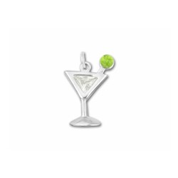 Sterling Silver Dry Martini with an Olive Charm