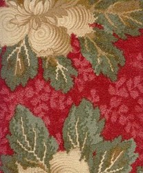 Vintage Robyn Pandolph - Fat Quarter - Folk Art Christmas IV Large Floral - Red
