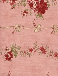 Vintage Robyn Pandolph - Fat Quarter - Folk Art Christmas III  Floral Stripe Rose