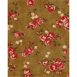 Vintage Robyn Pandolph - Fat Quarter - Folk Art Christmas III Rose Vine - Brown