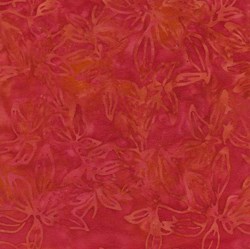 Island Batik Rose of Sharon - Fat Quarter - Orange & Red Etched Floral