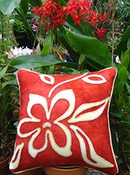 Opposites Attract Flower Wool Applique Throw Pillow