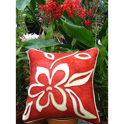 Opposites Attract Flower Wool Applique Throw Pillow