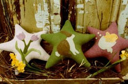 Trio of Spring Stars Wool Applique Pillow Patterns