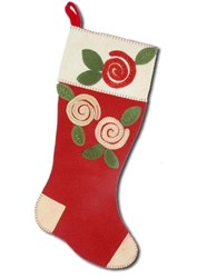 Christmas Spiral Flower Stocking Wool Applique Kit