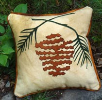 In the Pinewoods Wool Applique Throw Pillow