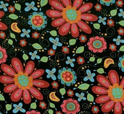 Gypsy Rose - Large Floral on Black - by Blank Quilting