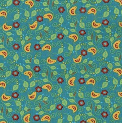 Gypsy Rose - Small Floral & Birds on Turquoise - by Blank Quilting
