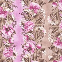 Flourish - Vines and Pink Roses Stripes on Pink and Brown