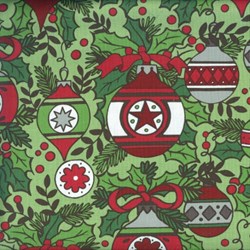 Holly Jolly - Main Ornament Print on Green -  by Jen Allyson of My Mind's Eye for Riley Blake Fabrics