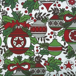 Holly Jolly - Main Ornament Print on White -Fat Quarter -  by Jen Allyson of My Mind's Eye for Riley Blake Fabrics