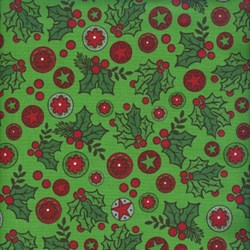 Holly Jolly - Berries on Green - Fat Quarter - by Jen Allyson of My Mind's Eye for Riley Blake Fabrics