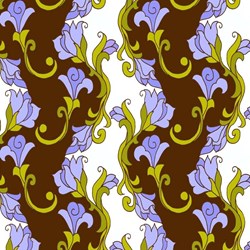 Isabella - Blue & Brown  Wide Floral Stripe - by Lila Tueller Designs for Riley Blake Designs
