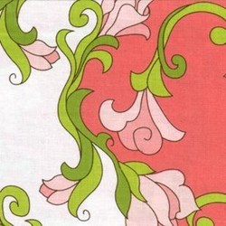 Isabella - Coral Wide Floral Stripe - by Lila Tueller Designs for Riley Blake Designs