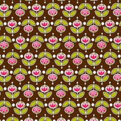 Isabella - Pink Flowers on Brown - by Lila Tueller Designs for Riley Blake Designs