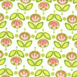 Isabella - Pink & Green Flowers on White - by Lila Tueller Designs for Riley Blake Designs