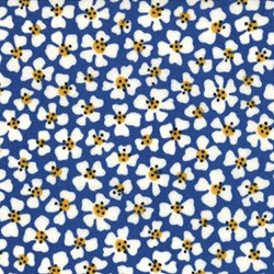 Le Petit Poulet - Floral Toss on Blue - by American Jane for MODA