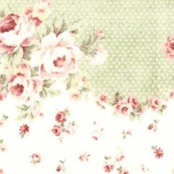 Durham Quilt Collection Anew - Green Dot Border on Pink Floral Print - by Brenda Riddle for Lecien