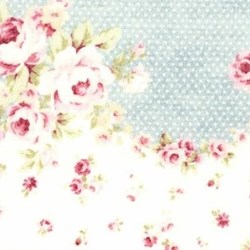 Durham Quilt Collection Anew - Blue Dot Border on Pink Floral Print - by Brenda Riddle for Lecien