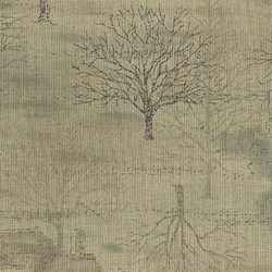 Lecien Fat Quarter - Mrs. March Fabric Tan-Blue - Village Scene