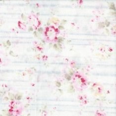 Lecein - Durham Quilt - Blue and Cream Floral Toss Stripe