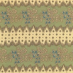 Stone Cottage Romantic Quilting Fabric Green/Cream Floral Stripe