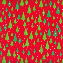 Christmas Candy - Fat Quarter - Trees on Red - by Doodlebug Designs for Riley Blake Designs