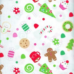 Christmas Candy - Main Print in White - by Doodlebug Designs for Riley Blake Designs