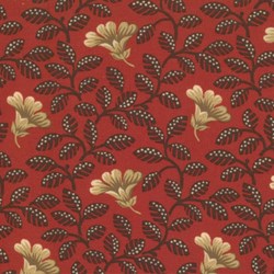 Civil War Reunion - Madder Red - Medium Floral & Leaves - by Barbara Brackman for Moda