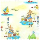 Lollipop Lane Baby Flannel - Rabbits Gone Fishing on Yellow
