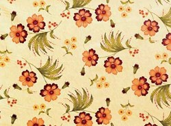 Olivia Quilting Fabric - Orange and Purple Flowers on Cream