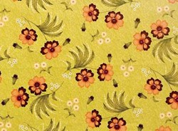 Olivia Quilting Fabric - Orange and Purple Flowers on Green
