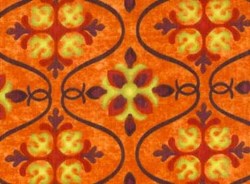 Fat Quarter - Olivia Quilting Fabric - Orange Ogee Patern