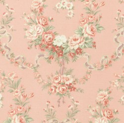 Somerset Cottage Quilting Fabric - Roses and Ribbons on Pink