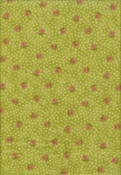 Sweet Romance Green with Cream Dots & Pink Mini Flowers