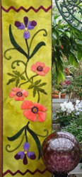 Poppies & Iris  Wool Applique Table Runner