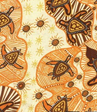 Turtle Brown & Yellow Aboriginal by MS Fabrics & Free Pattern