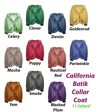 California Batik Collar Coat - 11 Colorways Available - Build and Customize Your Kit!