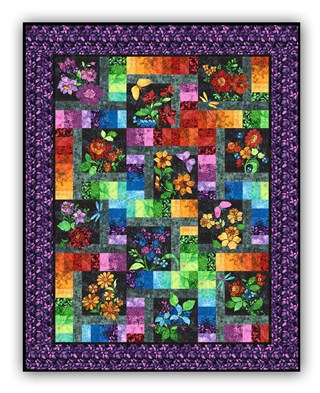 New!  Floragraphix Batik with Purple Leaf Border Block of the Month  or All at Once - Starts January 2019!