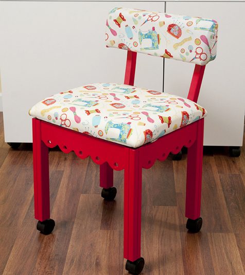 DISCONTINUED - Red Sewing Chair With White Riley Blake Sewing Notions Fabric