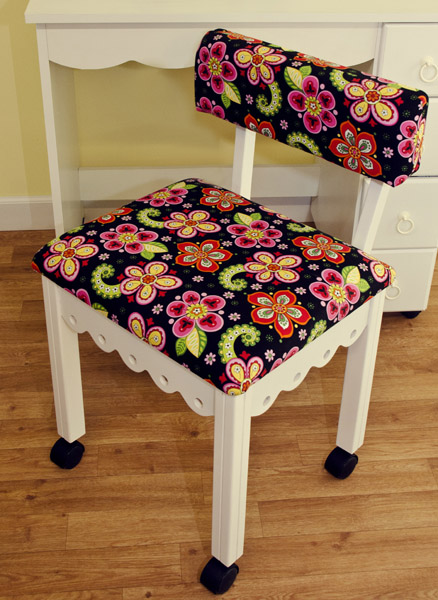 Pink Gingerbread Sewing Chairs with Newcastle Floral Fabric