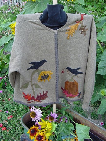 Autumn Song Wool Applique Sweatshirt Pattern by Backyard Quilts ~ Lisa ...