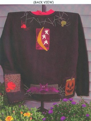 Frightful Night Wool Applique Sweatshirt by Primitive Gatherings