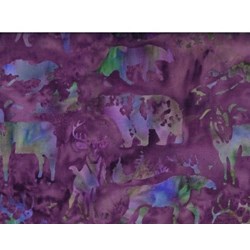 Island Batik - Green Acres - Multi Color & Purple Woodland Animals