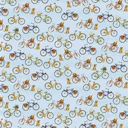 End of Bolt- 60" - Coastal Paradise Collection - Bicycles on Blue - 1500-11  - by Barb Tourtillotte for Henry Glass Fabric