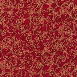 Winter's Grandeur Gold Metallic on Cardinal with Scrolls and Holly