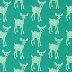 End of Bolt - 50" -  Terrarium  Wasabi- Deer  by Elizabeth Hartman for Robert Kaufman Fabrics