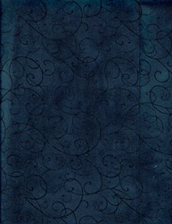 Bella Suede Look Fabric - Black Swirls on Blue- by P&B Textiles