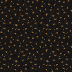 End of Bolt - 68" - Believe - Gold Stars on Black- by Jan Rae Nesbitt for Henry Glass Fabrics